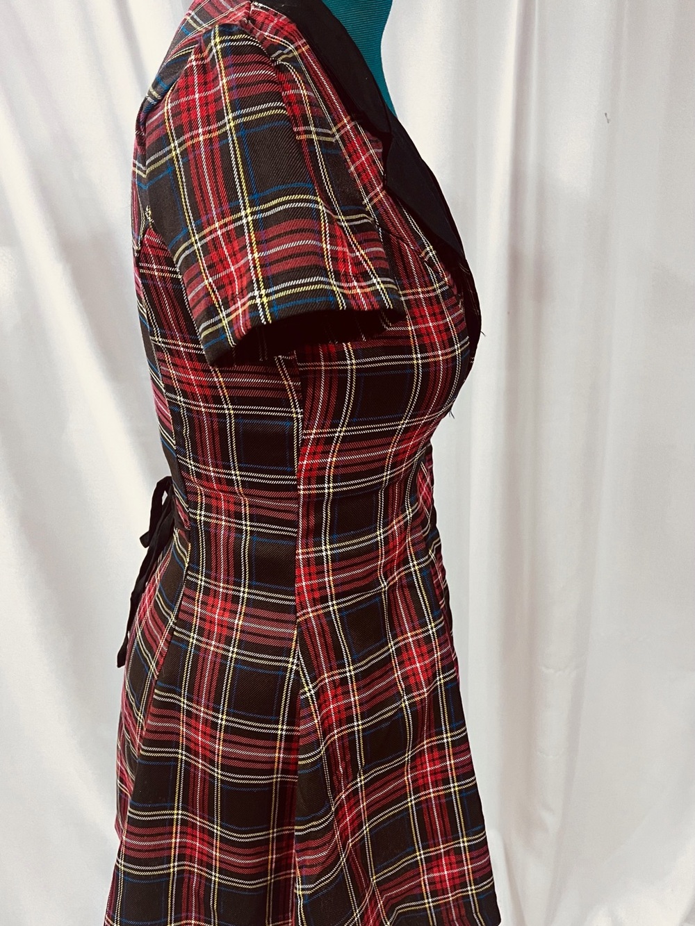 Current Mood Red and Black Plaid Fit-and-Flare Button Dress - Picture 3 of 12